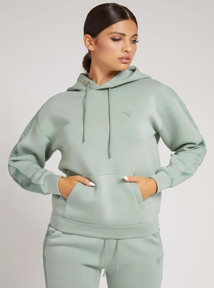 Women Hoodies GUESS Eco Green Brenda Active Logo Hoodie Jumper