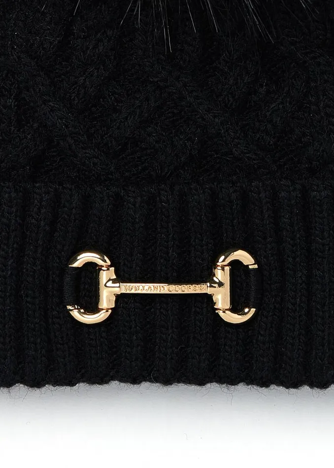 Women Horsebit Bobble Hat Black Holland Cooper Hats and Headbands Women Horsebit Bobble Hat Black Holland Cooper Hats and Headbands