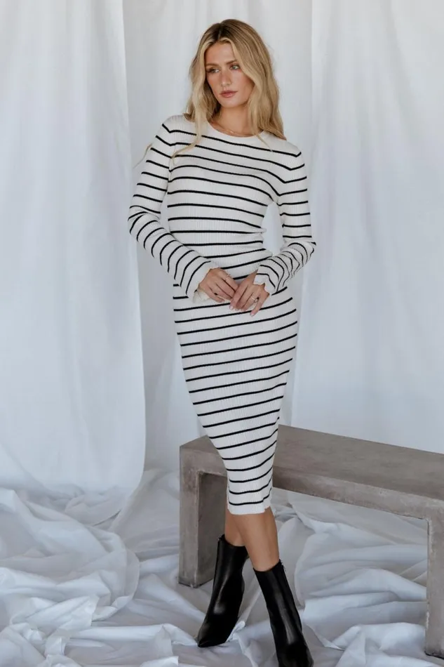 Women Iggy Sweater Dress Ivory Stripe Baltic Born Sweaters Women Iggy Sweater Dress Ivory Stripe Baltic Born Sweaters