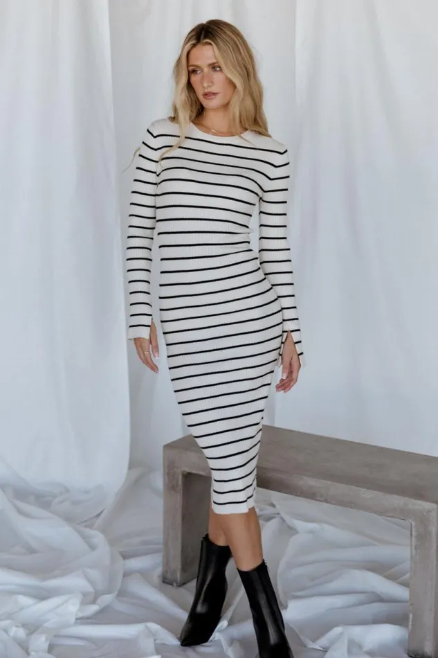 Women Iggy Sweater Dress Ivory Stripe Baltic Born Sweaters Women Iggy Sweater Dress Ivory Stripe Baltic Born Sweaters