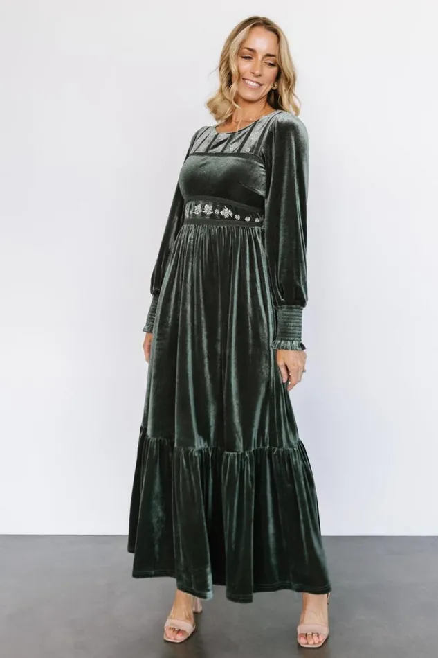 Women Ingrid Velvet Maxi Dress Eucalyptus Baltic Born Maxi Dresses