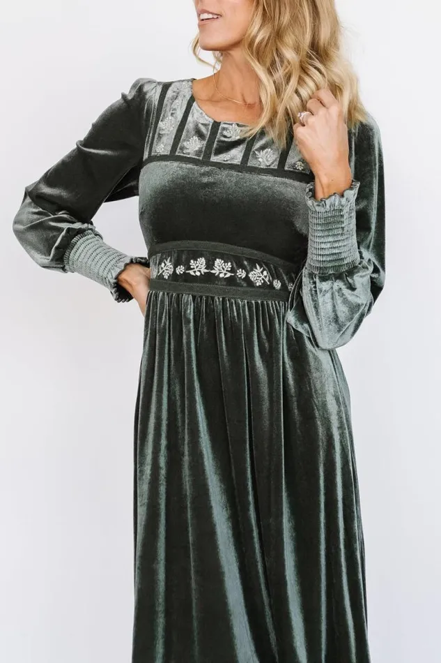 Women Ingrid Velvet Maxi Dress Eucalyptus Baltic Born Maxi Dresses Women Ingrid Velvet Maxi Dress Eucalyptus Baltic Born Maxi Dresses