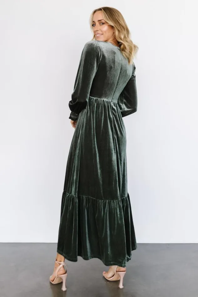 Women Ingrid Velvet Maxi Dress Eucalyptus Baltic Born Maxi Dresses Women Ingrid Velvet Maxi Dress Eucalyptus Baltic Born Maxi Dresses