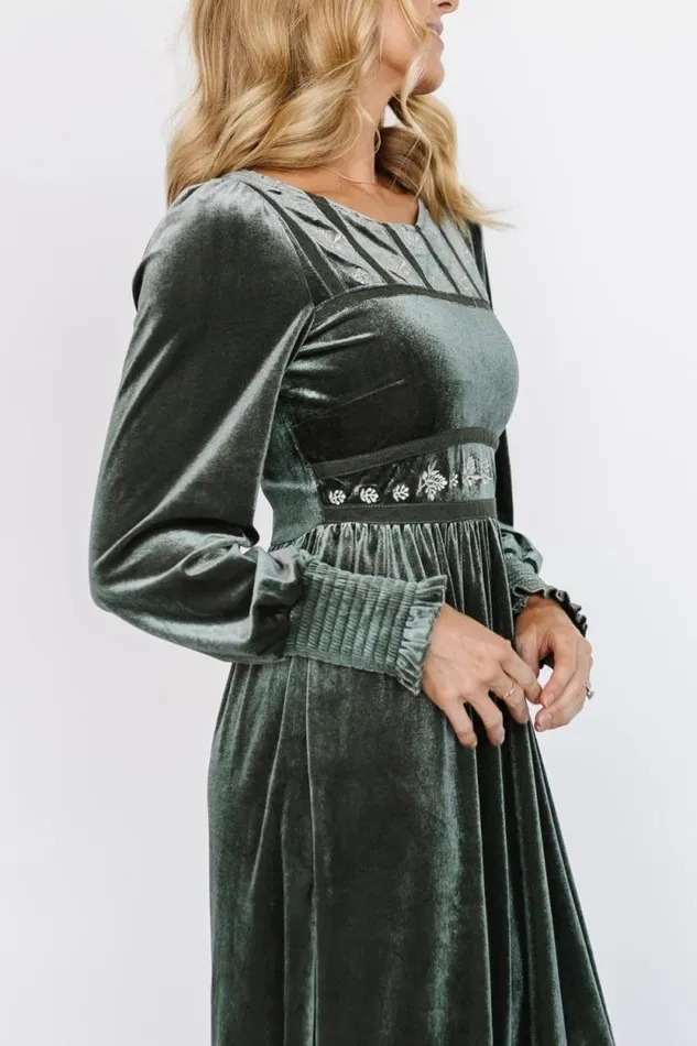 Women Ingrid Velvet Maxi Dress Eucalyptus Baltic Born Maxi Dresses Women Ingrid Velvet Maxi Dress Eucalyptus Baltic Born Maxi Dresses