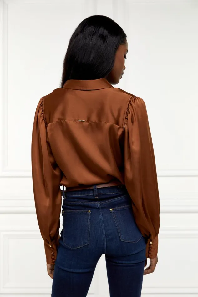 Women Isla Satin Shirt Copper Holland Cooper Shirts and Blouses Women Isla Satin Shirt Copper Holland Cooper Shirts and Blouses