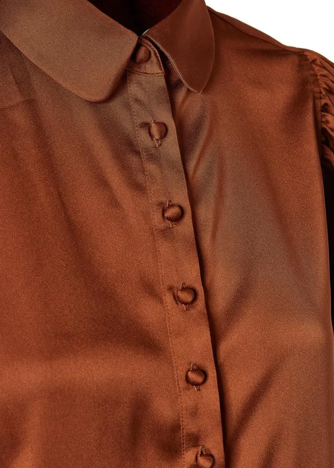 Women Isla Satin Shirt Copper Holland Cooper Shirts and Blouses Women Isla Satin Shirt Copper Holland Cooper Shirts and Blouses