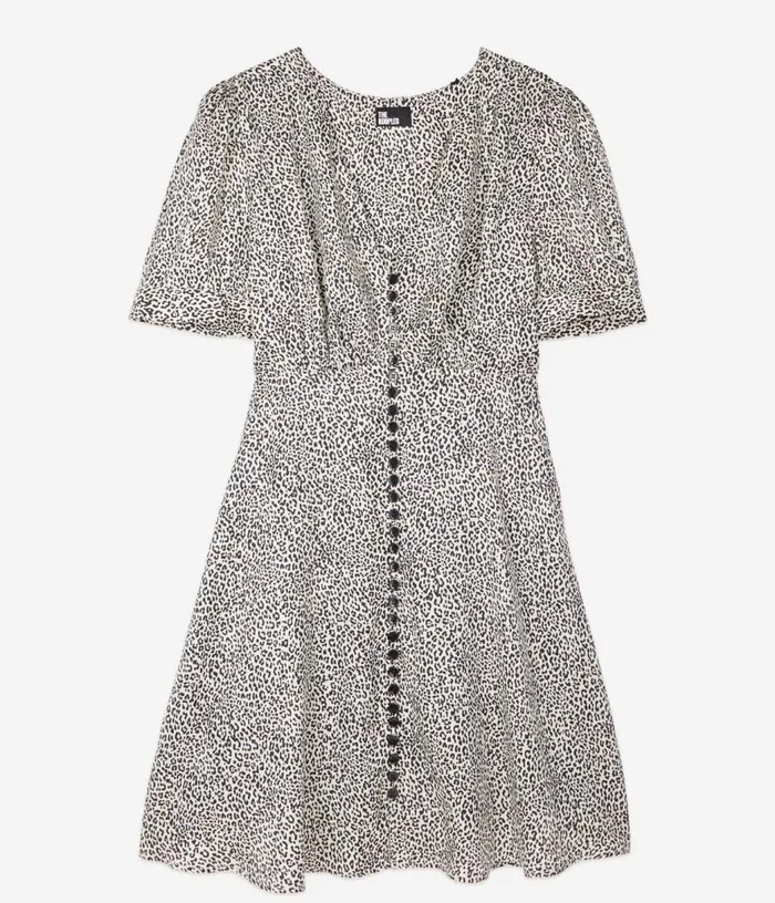 Women Ivory And Black Leopard Print Short Dress With Buttons THE KOOPLES Dresses and Jumpsuits Women Ivory And Black Leopard Print Short Dress With Buttons THE KOOPLES Dresses and Jumpsuits