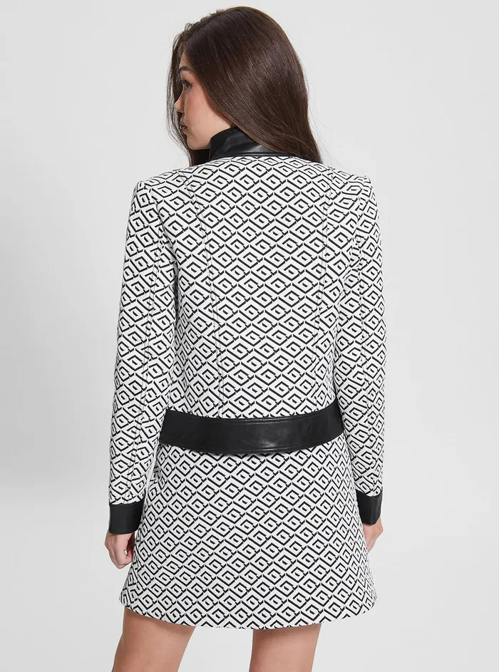 Women Jackets and Coats GUESS White Black Logo Greta Jacket Women Jackets and Coats GUESS White Black Logo Greta Jacket