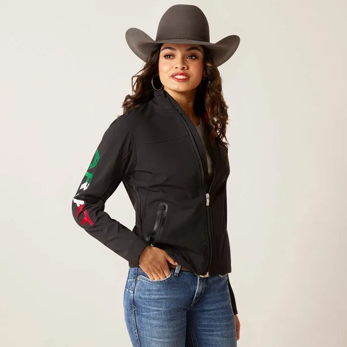 Women Jackets and Vests Ariat Classic Team Softshell Brand Jacket Mex Black Women Jackets and Vests Ariat Classic Team Softshell Brand Jacket Mex Black