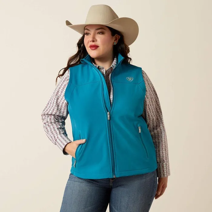 Women Jackets and Vests Ariat New Team Softshell Vest Ocean Depthsretro Ranch Print Women Jackets and Vests Ariat New Team Softshell Vest Ocean Depthsretro Ranch Print