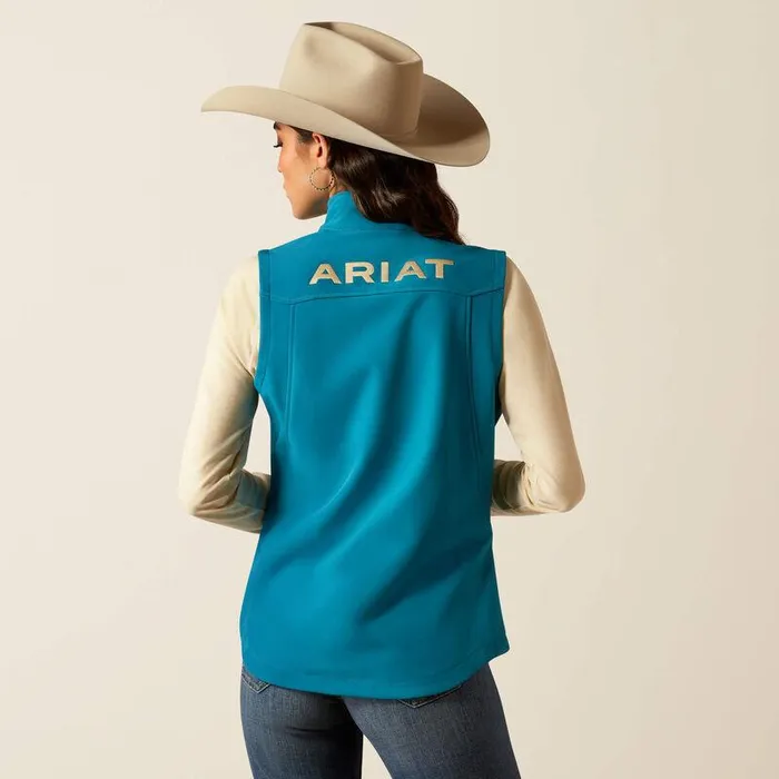 Women Jackets and Vests Ariat New Team Softshell Vest Ocean Depthsretro Ranch Print Women Jackets and Vests Ariat New Team Softshell Vest Ocean Depthsretro Ranch Print