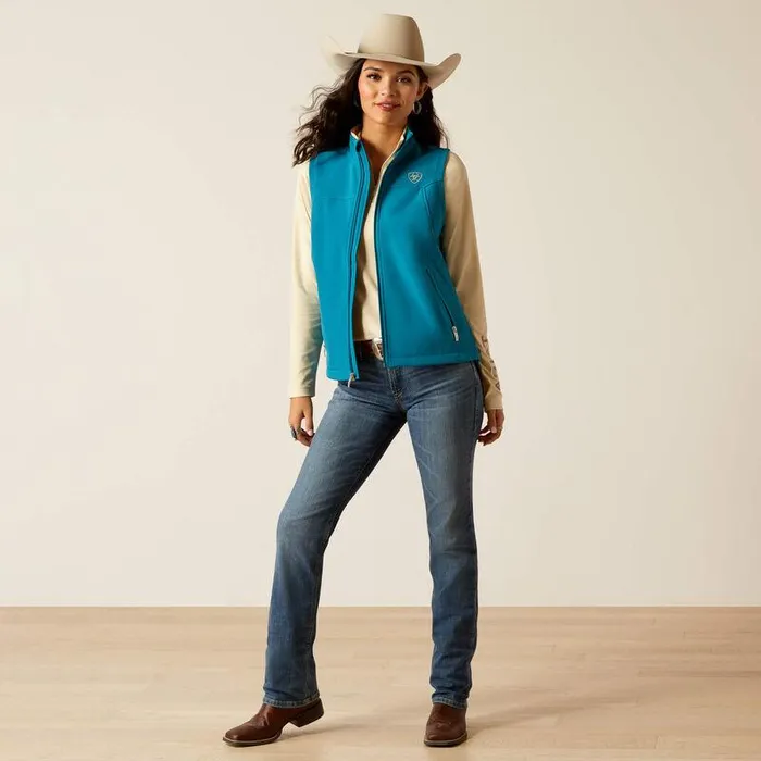 Women Jackets and Vests Ariat New Team Softshell Vest Ocean Depthsretro Ranch Print Women Jackets and Vests Ariat New Team Softshell Vest Ocean Depthsretro Ranch Print