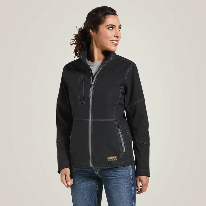 Women Jackets and Vests Ariat Rebar Stretch Canvas Softshell Jacket Black