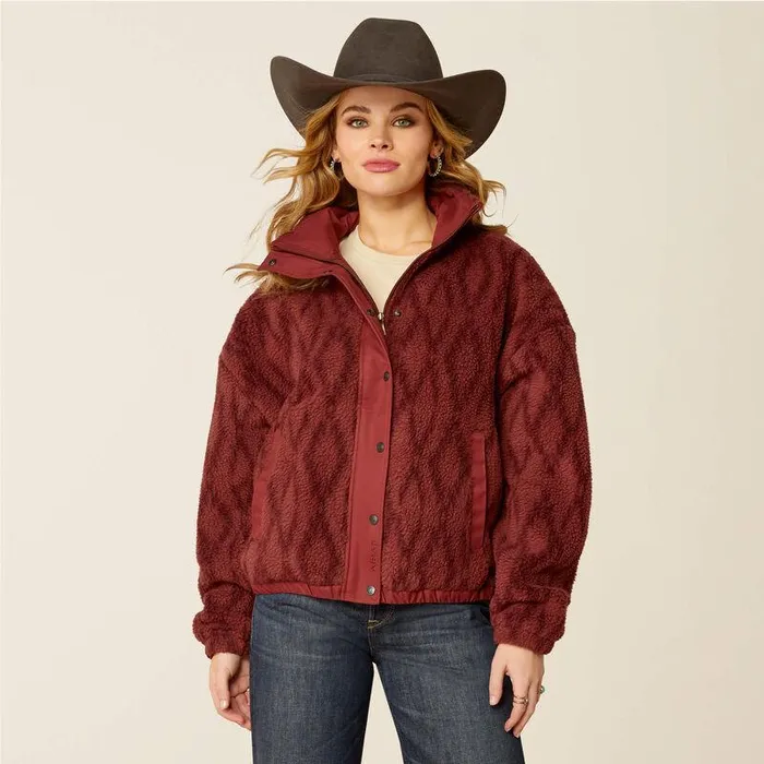 Women Jackets and Vests Ariat Sherpa Blocked Jacket Tonal Port Print