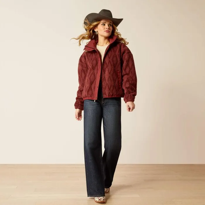 Women Jackets and Vests Ariat Sherpa Blocked Jacket Tonal Port Print Women Jackets and Vests Ariat Sherpa Blocked Jacket Tonal Port Print