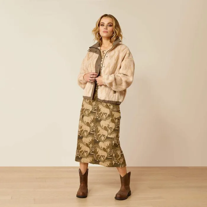 Women Jackets and Vests Ariat Sherpa Blocked Jacket Tonal Sand Print Women Jackets and Vests Ariat Sherpa Blocked Jacket Tonal Sand Print