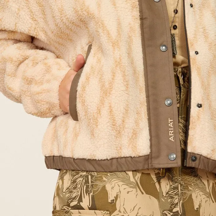 Women Jackets and Vests Ariat Sherpa Blocked Jacket Tonal Sand Print Women Jackets and Vests Ariat Sherpa Blocked Jacket Tonal Sand Print