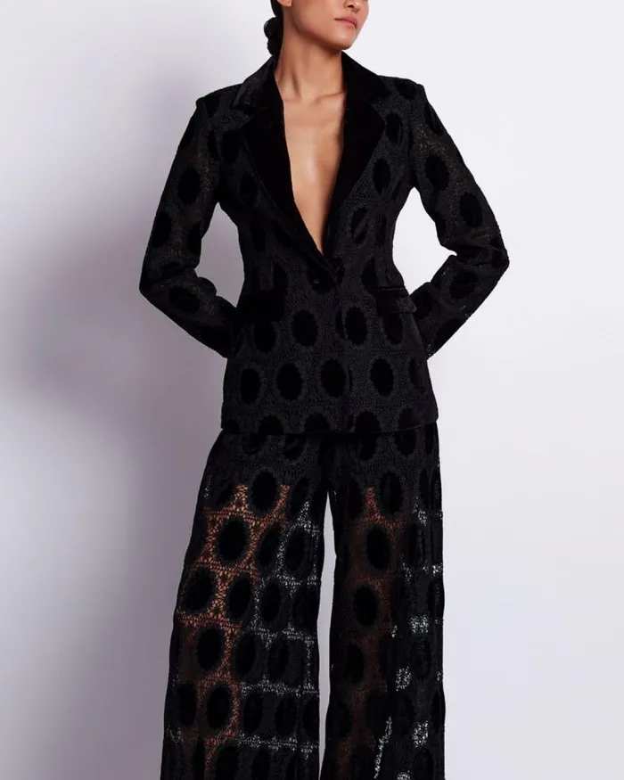 Women Jackets PatBO VELVET LACE BLAZER Black