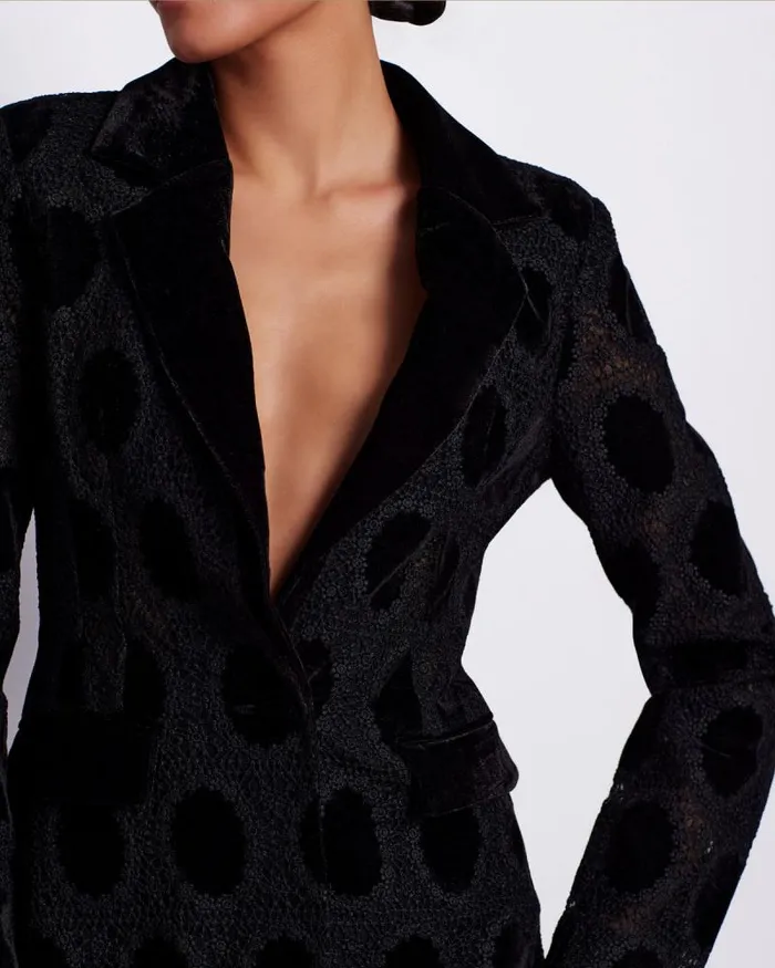 Women Jackets PatBO VELVET LACE BLAZER Black
