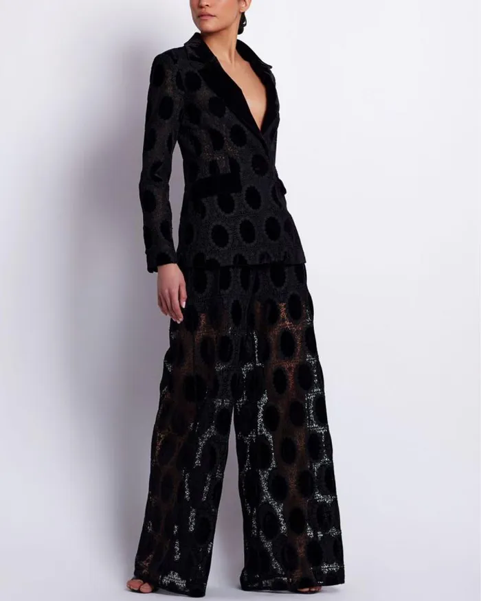 Women Jackets PatBO VELVET LACE BLAZER Black