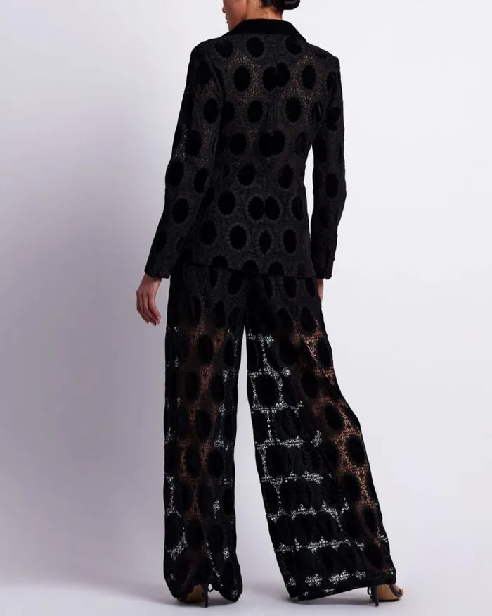 Women Jackets PatBO VELVET LACE BLAZER Black