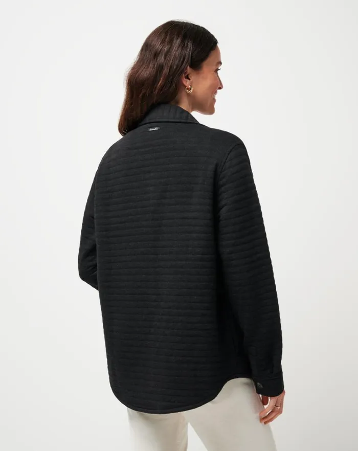 Women Jackets TravisMathew SERENE HORIZON SHACKET Heather Black Women Jackets TravisMathew SERENE HORIZON SHACKET Heather Black