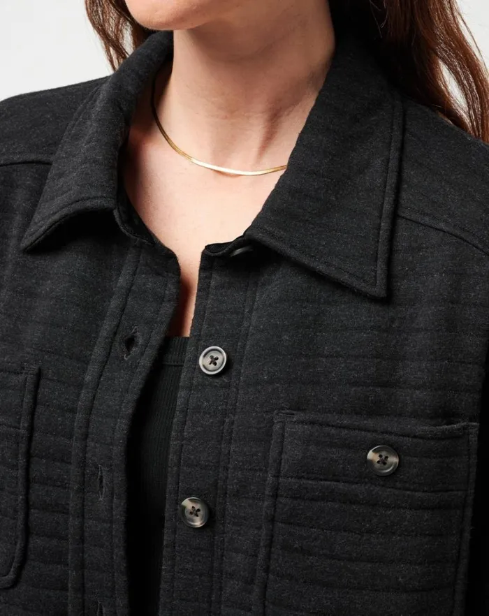 Women Jackets TravisMathew SERENE HORIZON SHACKET Heather Black Women Jackets TravisMathew SERENE HORIZON SHACKET Heather Black