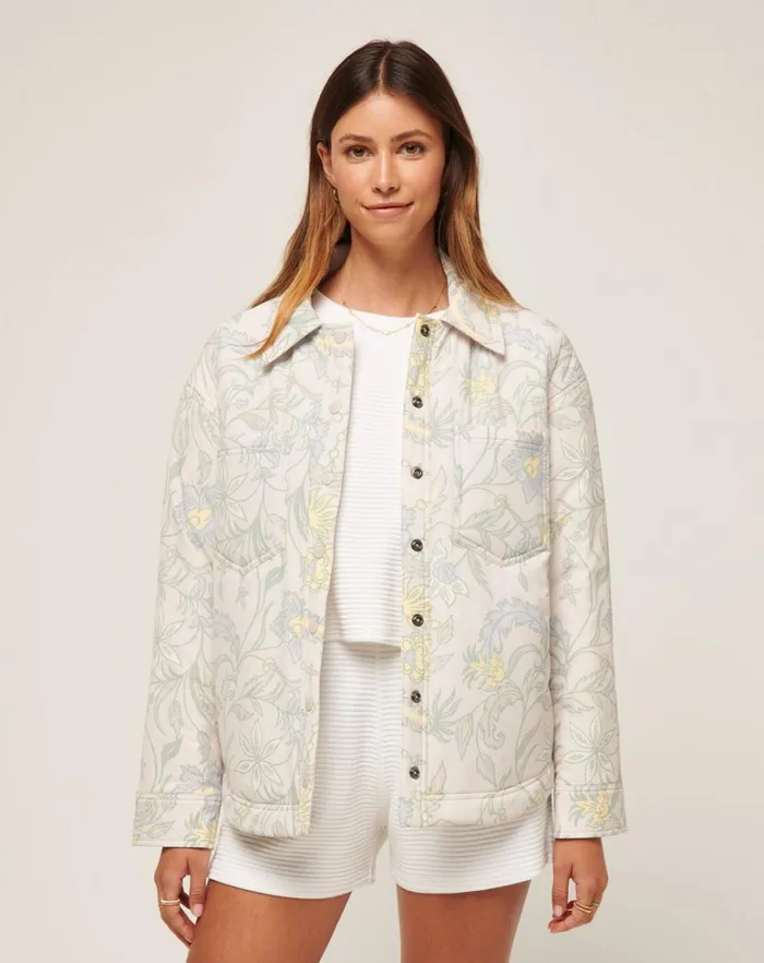 Women Jackets TravisMathew THREE DAY GETAWAY SHACKET Pumice Multi Women Jackets TravisMathew THREE DAY GETAWAY SHACKET Pumice Multi