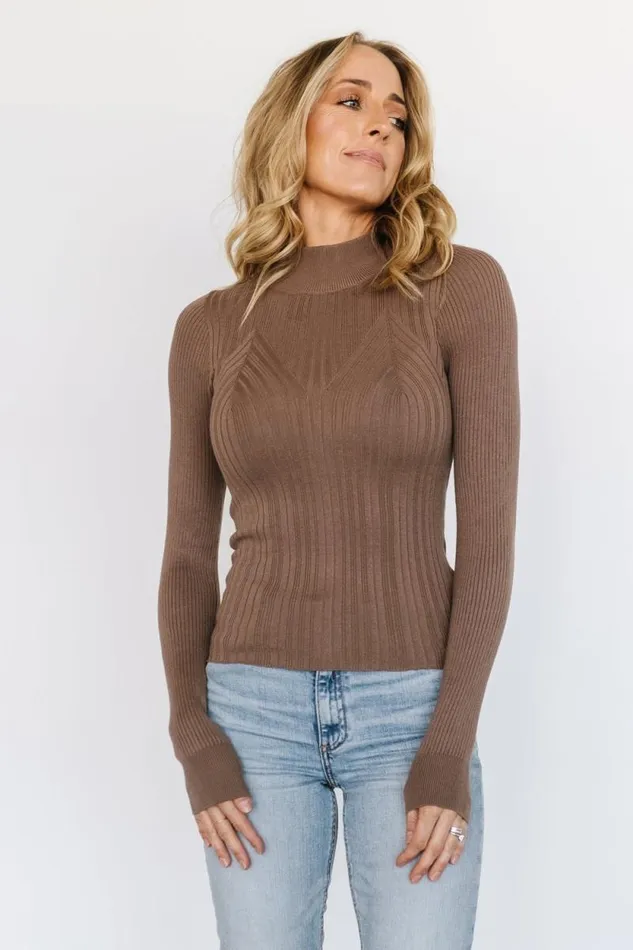 Women Jamison Ribbed Sweater Top Brown Baltic Born Sweaters