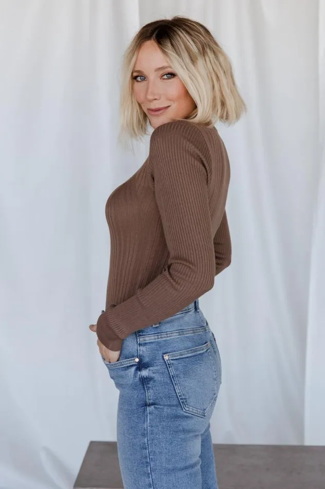 Women Jamison Ribbed Sweater Top Brown Baltic Born Sweaters Women Jamison Ribbed Sweater Top Brown Baltic Born Sweaters
