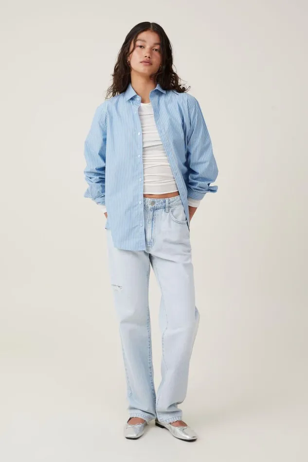 Women Jeans Cotton On Original Straight Jean Crystal Bluewash Pocket