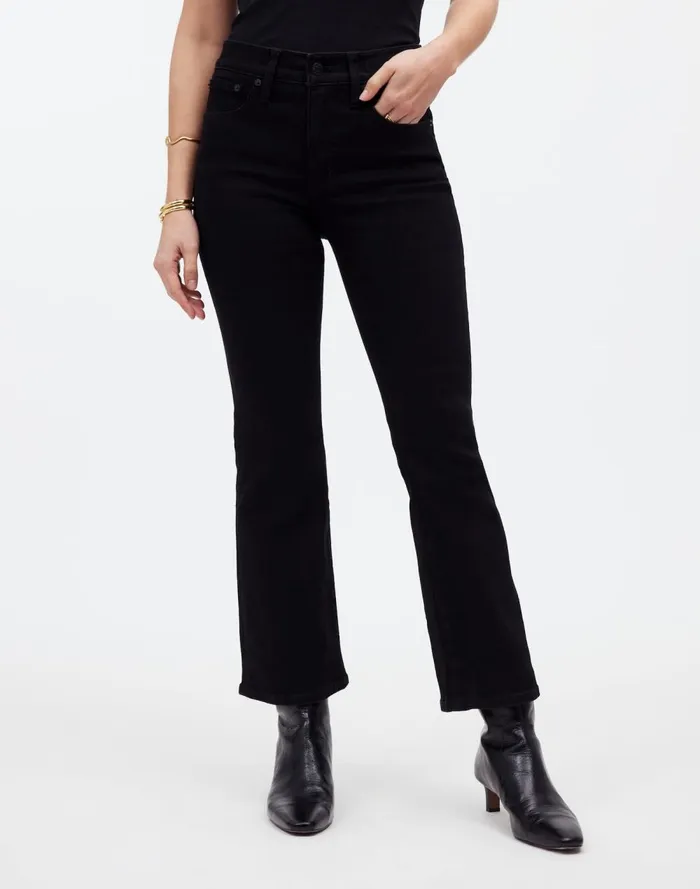 Women Jeans Madewell Kick Out Crop Jeans Black Rinse Wash