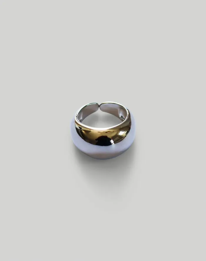Women Jewelry Madewell Abcrete and Co The Adjustable Bold Dome Ring Silver