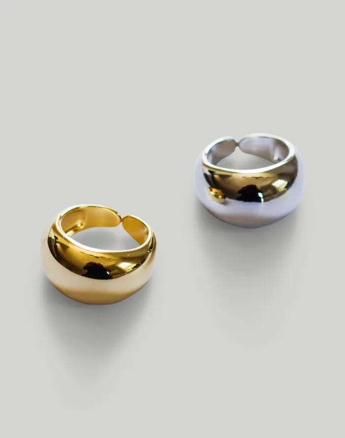 Women Jewelry Madewell Abcrete and Co The Adjustable Bold Dome Ring Silver