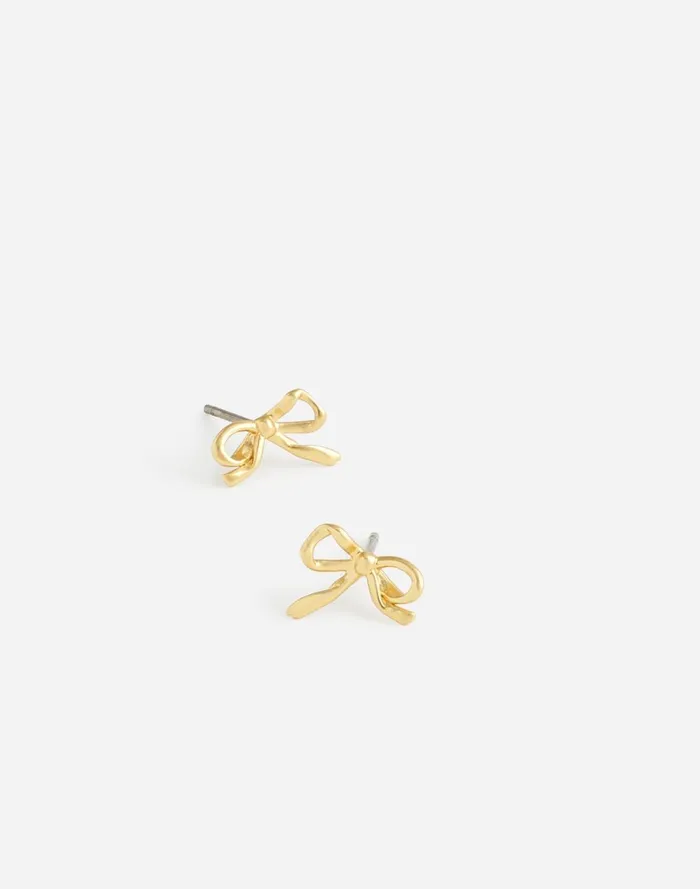 Women Jewelry Madewell Metal Mini Bow Stud Earrings Vintage Gold