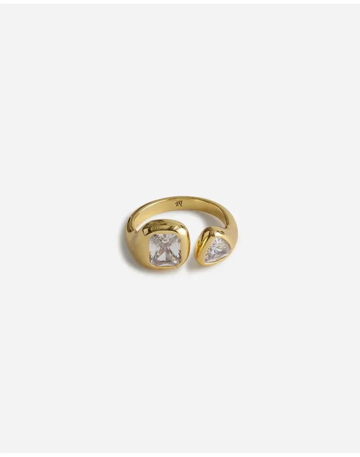 Women Jewelry Madewell MixedCut Crystal Open Ring Pale Gold