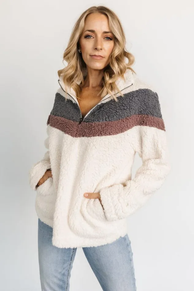 Women Jodie Sherpa Jacket Cream Multi Baltic Born Outerwear