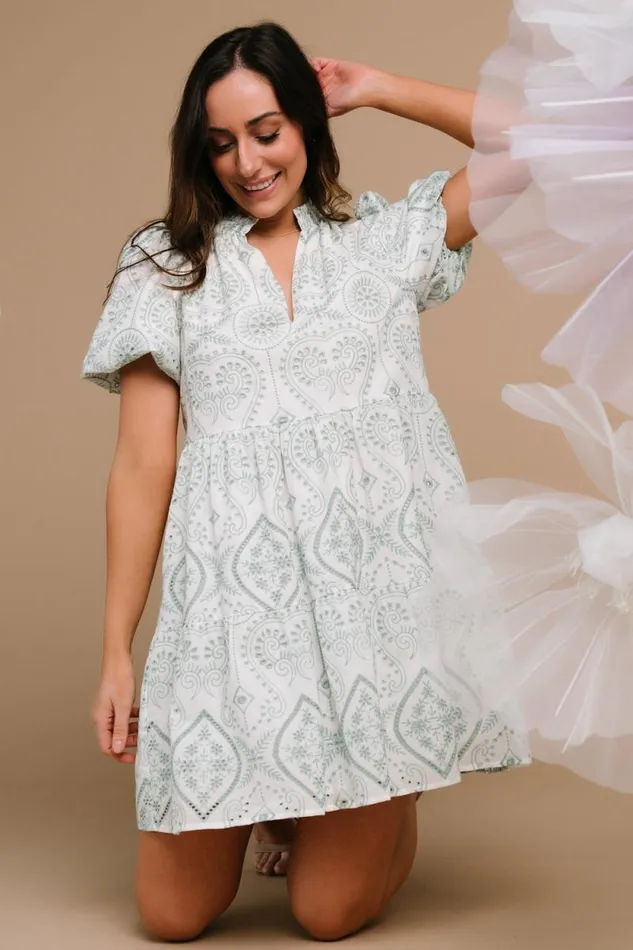 Women Josie Eyelet Babydoll Dress White Sage Baltic Born Short Dresses Women Josie Eyelet Babydoll Dress White Sage Baltic Born Short Dresses