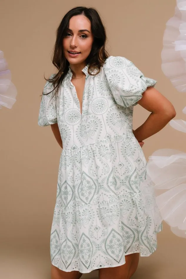 Women Josie Eyelet Babydoll Dress White Sage Baltic Born Short Dresses Women Josie Eyelet Babydoll Dress White Sage Baltic Born Short Dresses