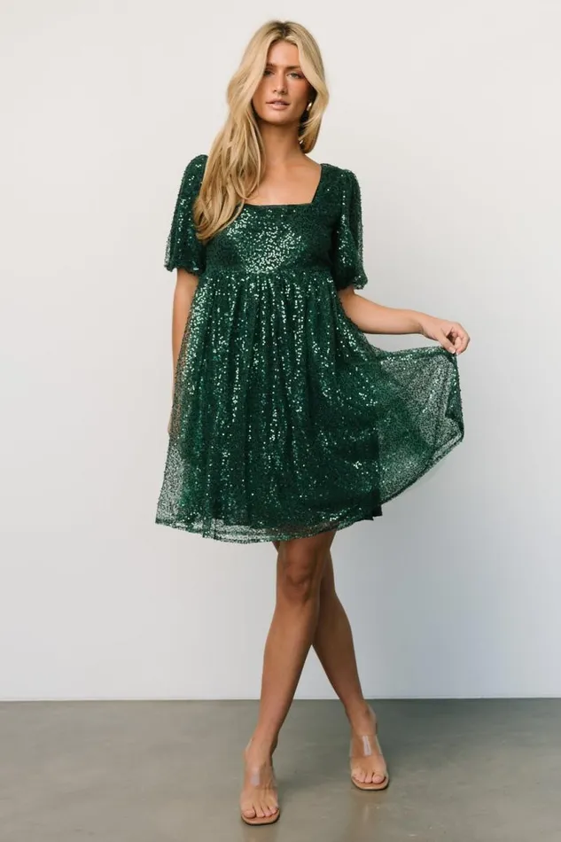 Women Joy Sequin Pearl Short Dress Green Baltic Born Short Dresses
