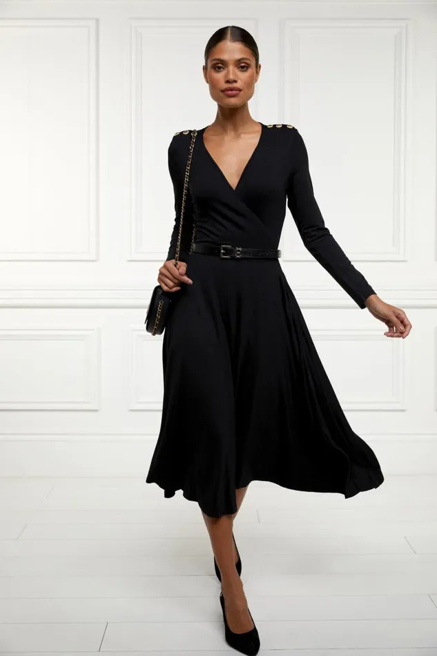 Women Juliette Midi Wrap Dress Black Holland Cooper Dresses Women Juliette Midi Wrap Dress Black Holland Cooper Dresses