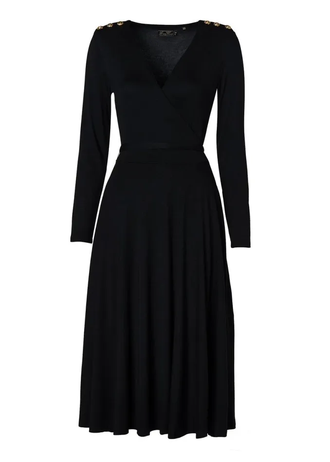 Women Juliette Midi Wrap Dress Black Holland Cooper Dresses Women Juliette Midi Wrap Dress Black Holland Cooper Dresses