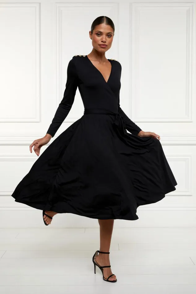 Women Juliette Midi Wrap Dress Black Holland Cooper Dresses Women Juliette Midi Wrap Dress Black Holland Cooper Dresses