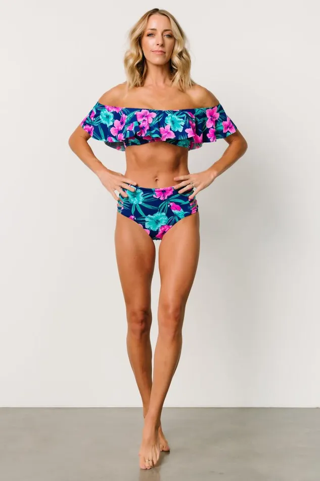 Women Keke High Waisted Bikini Bottom Navy Tropical Floral Baltic Born Bikini Women Keke High Waisted Bikini Bottom Navy Tropical Floral Baltic Born Bikini