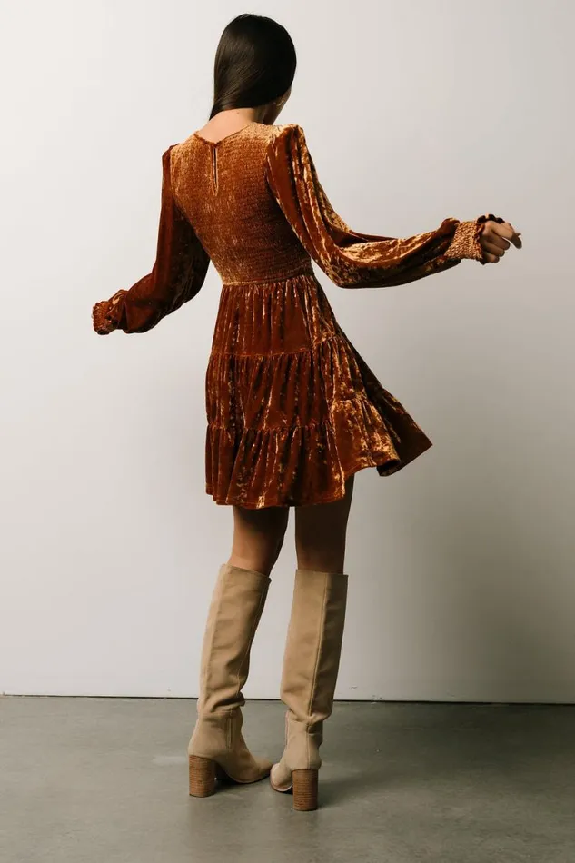Women Kele Crushed Velvet Mini Dress Light Copper Baltic Born Short Dresses Women Kele Crushed Velvet Mini Dress Light Copper Baltic Born Short Dresses
