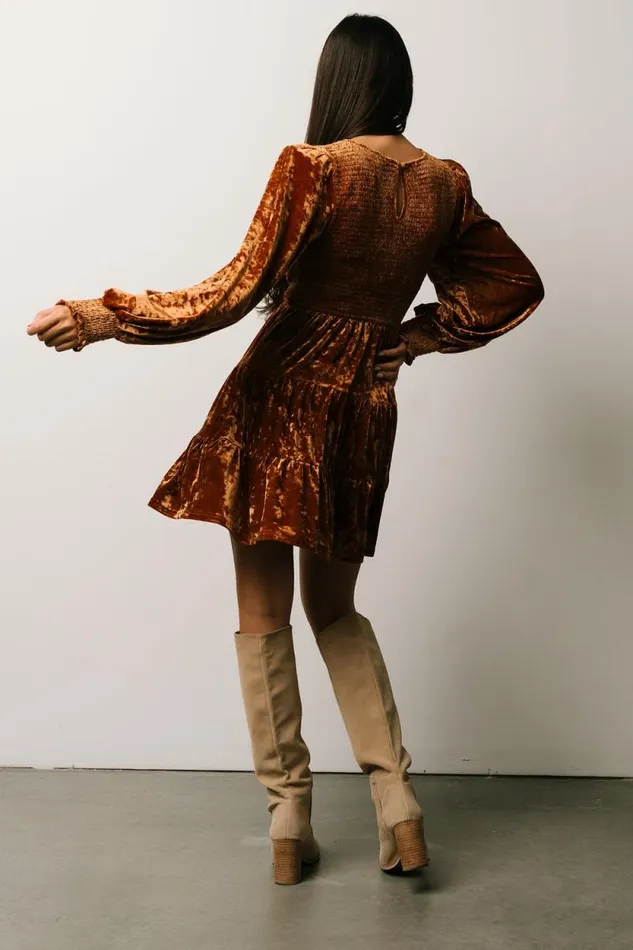 Women Kele Crushed Velvet Mini Dress Light Copper Baltic Born Short Dresses Women Kele Crushed Velvet Mini Dress Light Copper Baltic Born Short Dresses