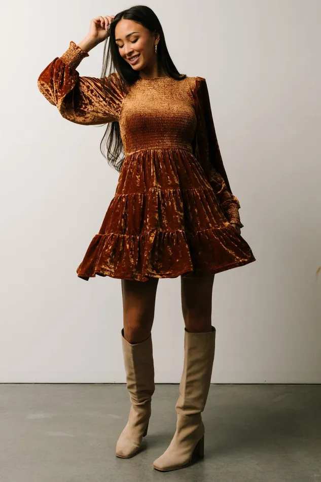 Women Kele Crushed Velvet Mini Dress Light Copper Baltic Born Short Dresses Women Kele Crushed Velvet Mini Dress Light Copper Baltic Born Short Dresses