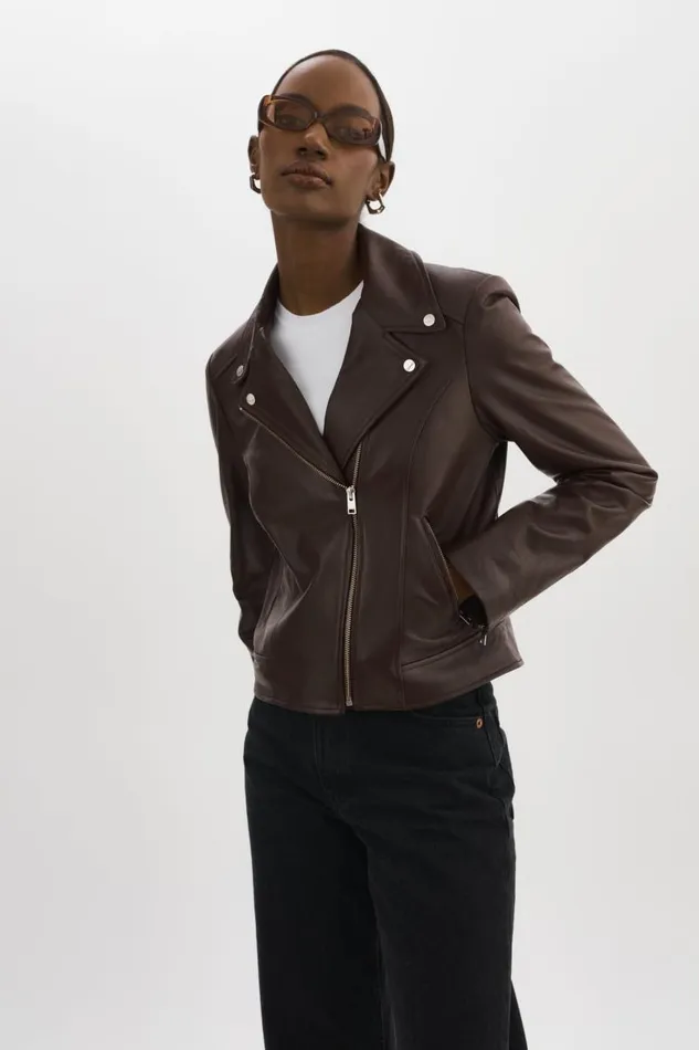 Women KELSEY Leather Biker Jacket Mahogany LAMARQUE Leather Jackets Women KELSEY Leather Biker Jacket Mahogany LAMARQUE Leather Jackets