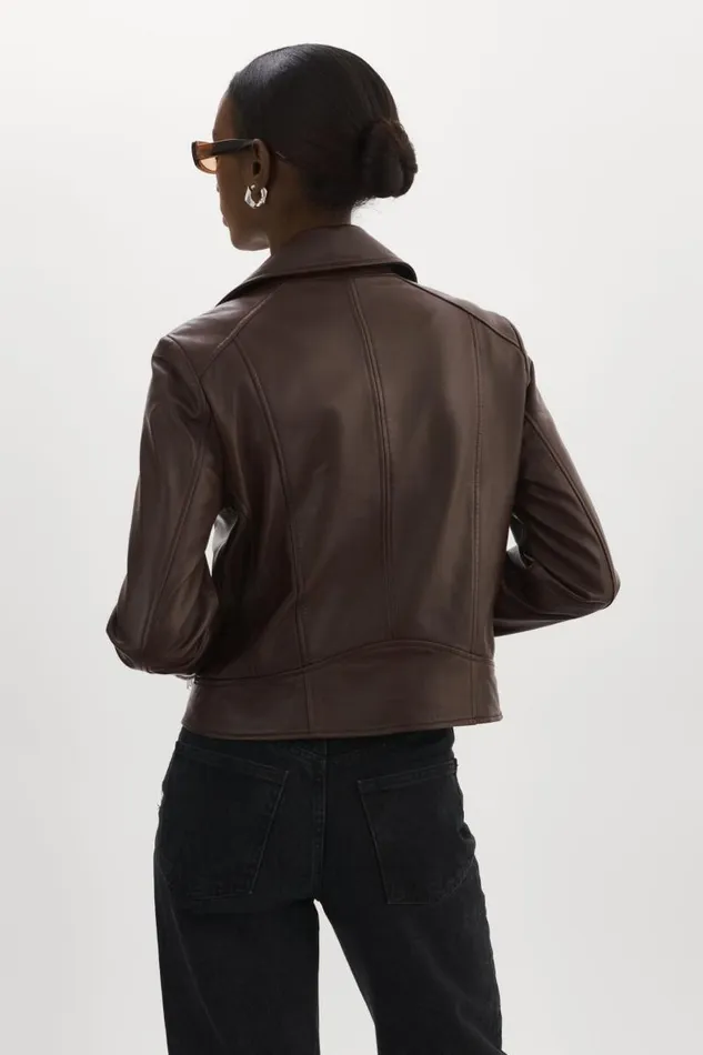 Women KELSEY Leather Biker Jacket Mahogany LAMARQUE Leather Jackets Women KELSEY Leather Biker Jacket Mahogany LAMARQUE Leather Jackets