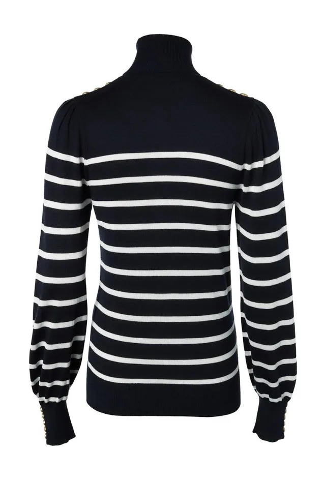 Women Kelsie Roll Neck Knit Ink Navy Natural Stripe Holland Cooper Knitwear Women Kelsie Roll Neck Knit Ink Navy Natural Stripe Holland Cooper Knitwear